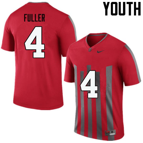 Ohio State Buckeyes #4 Jordan Fuller Youth Stitch Jersey Throwback OSU39986